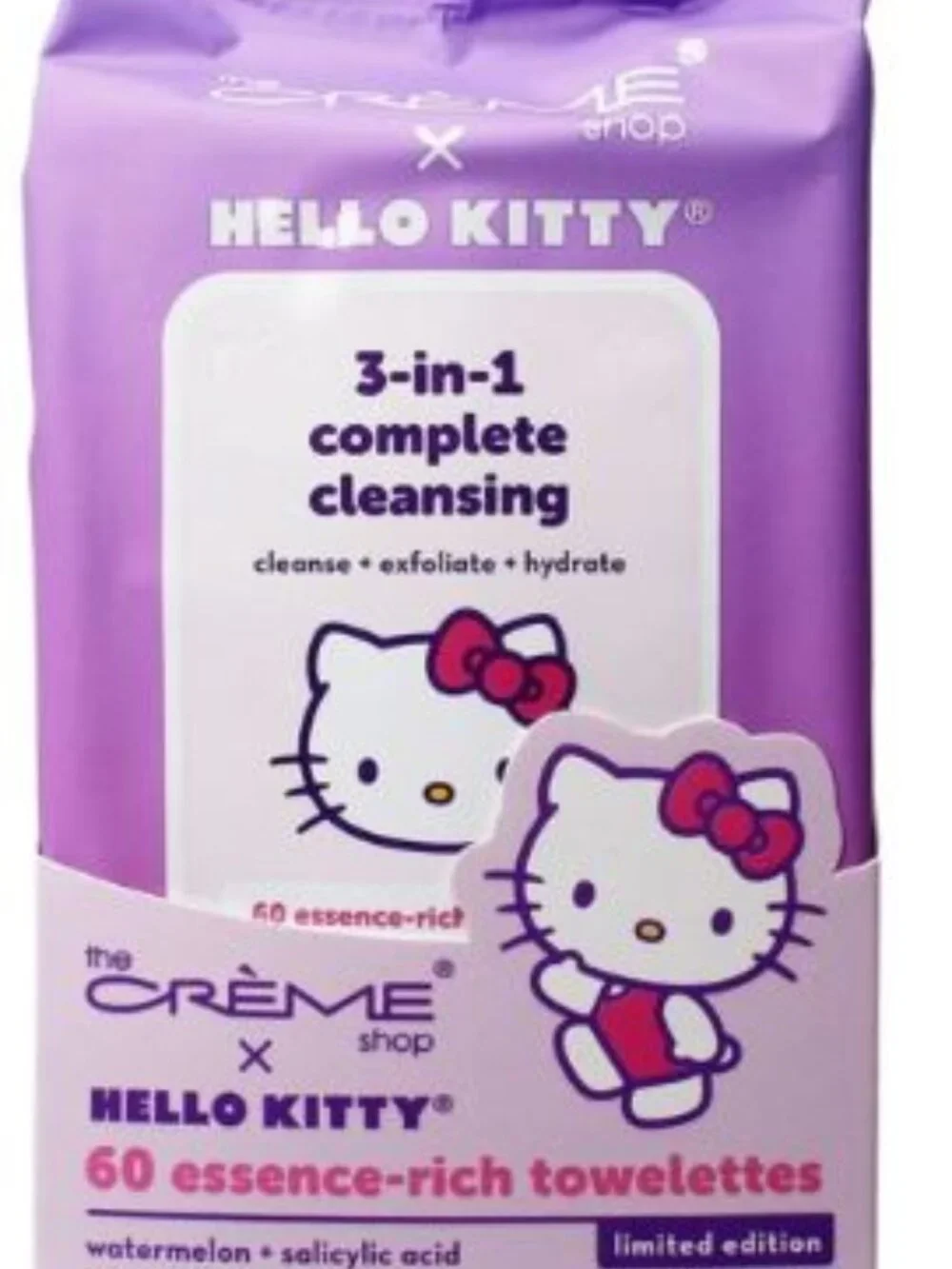 Hello Kitty Cleansing Towelettes 60ct Kawaii Skincare Makeup Wipes Cute